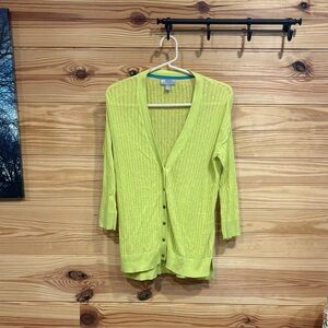 Women's lightweight Lime Green Cardigan Sweater
